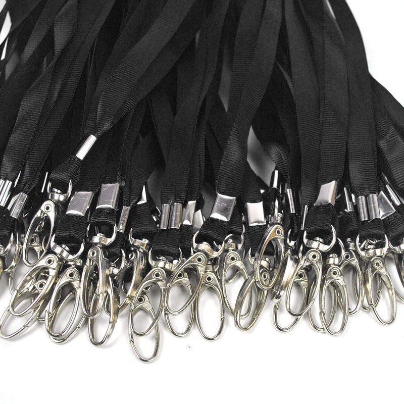 Ollain Black Lanyards for Name Tag Id Badges Nylon Cruise Lanyard Swivel Hooks Clips 100 Pack - Image 4